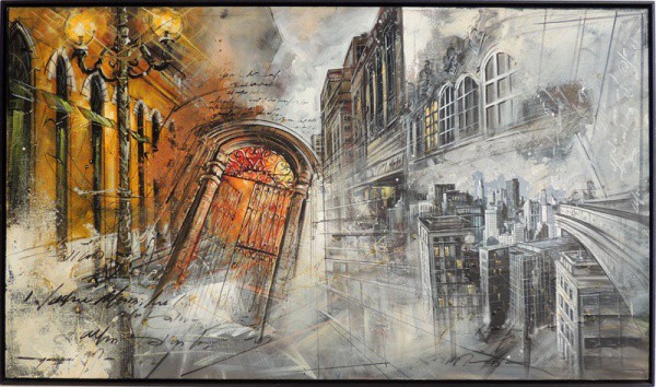 MARANGONÍ, Abstração Urbana - Mercado Municipal - óleo sobre tela - 70x120 cm - acid e verso 2008 O