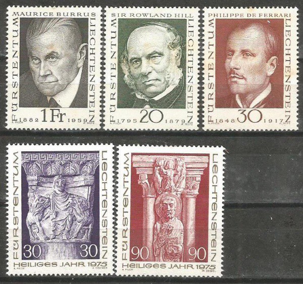 Filatelia : Selos (5) Liechtenstein, anos 70 . NOVOS