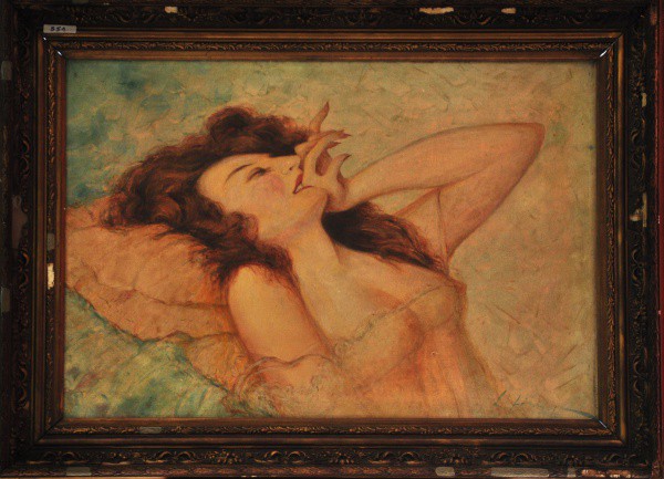 L. FILLY - ost ( Figura Feminina ) med: 51 x 74 cm. C/ moldura.