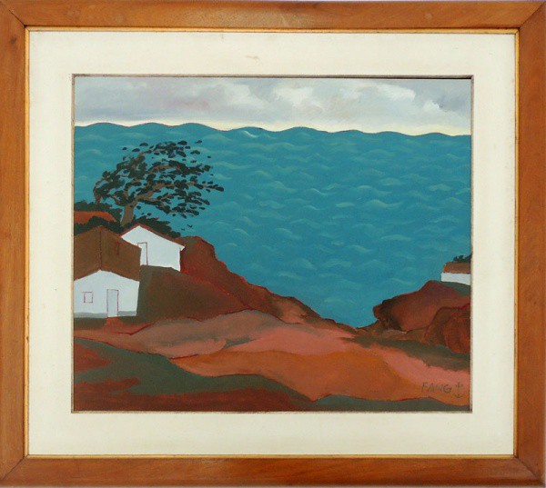 FANG, Marinha com casario - óleo sobre tela - 54x64 cm - acid
