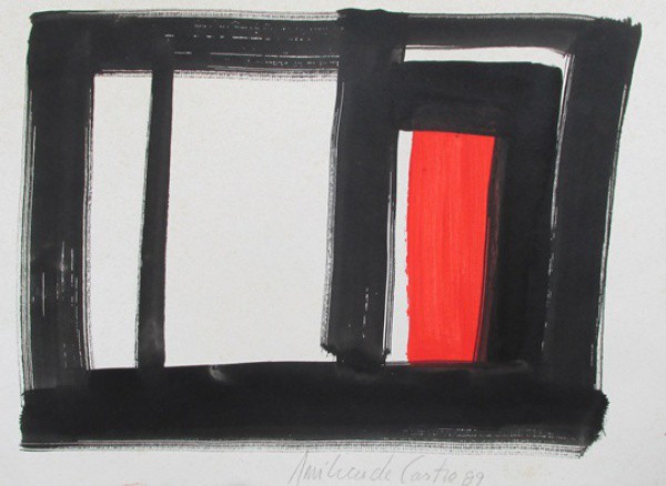 AMILCAR DE CASTRO - acrílica sobre cartão, datado 89 ( Abstrato ) med: 29,5 x 40,5 cm.