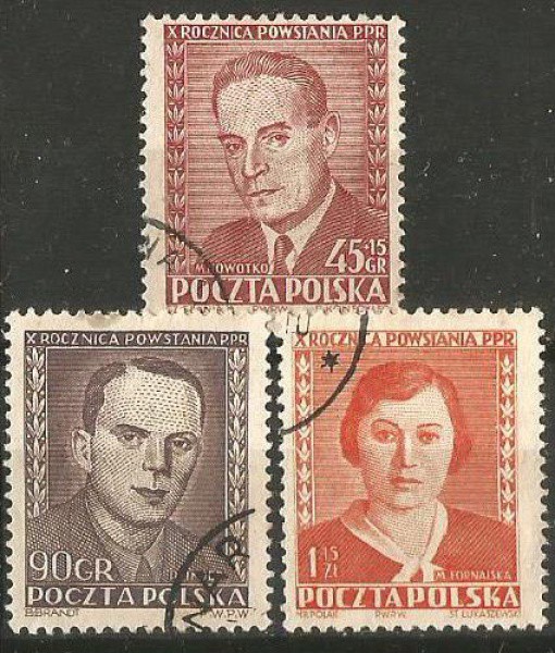Filatelia : Selos (3)  da Polônia .  Ótimo estado