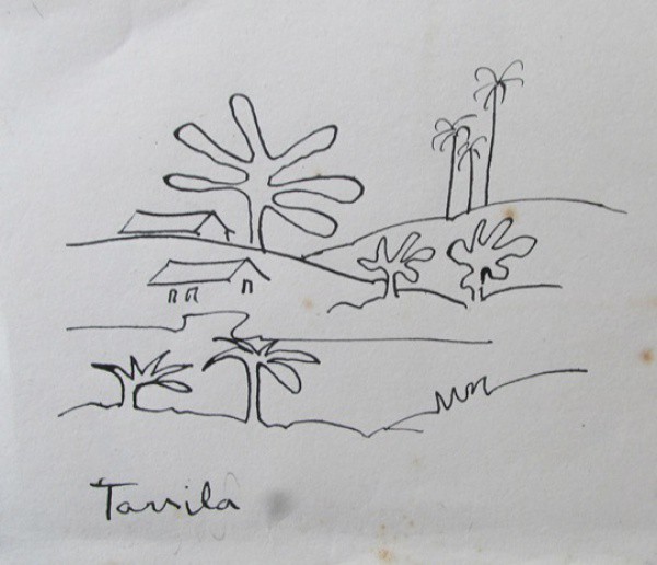 TARSILA DO AMARAL - nanquim sobre papel ( Paisagem ) med: 10 x 12 cm. S/ moldura.