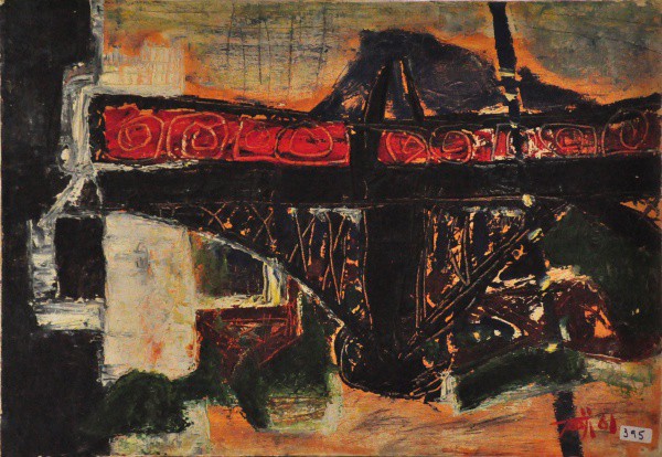 ASSINATURA ILEGÍVEL - ost , datado em 61 ( Abstrato ) med: 38 x 55 cm.
