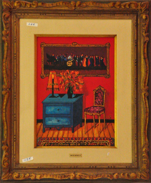 WALTER NATHER JR - ost ( Cena de interior ) med: 46 x 32 cm. C/ moldura.