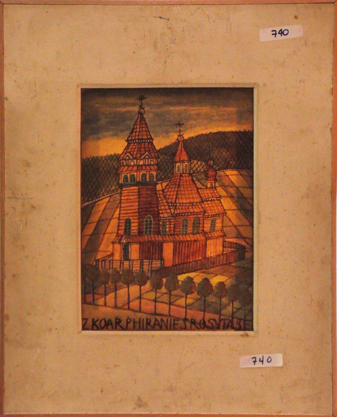 ROSYTASE - técnica mista sobre papel ( Igreja ) med: 24,2 x 17,7 cm.