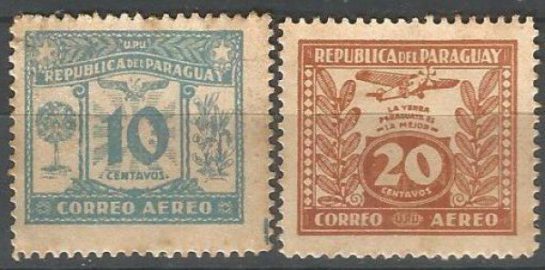 Filatelia : Selos (2) Aéreos da Republica do Paraguay. NOVOS