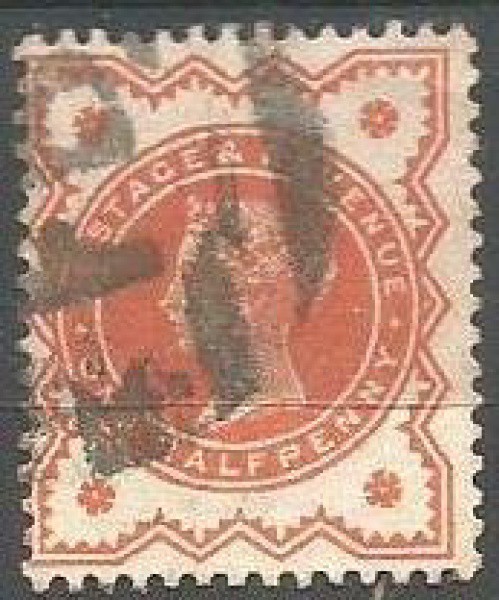 Filatelia: Selos clássicos Britânicos Half Penny, apresenta efígie da Rainha Vitória 1897. Excelente