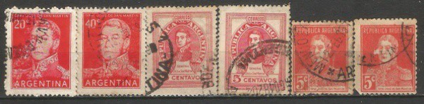 Selos (6) Argentina - General San Martin. Excelente estado de conservação.