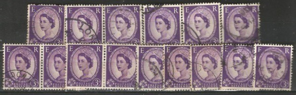 Selos (15) Inglaterra 1952 . Rainha Elizabeth. Excelente estado de conservação.