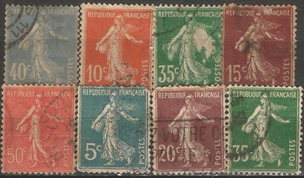 Selos (9) França 1903/1938. Excelente estado de conservação.