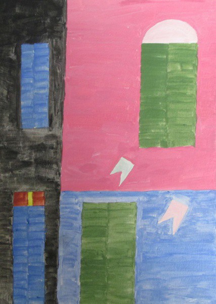 ALFREDO VOLPI - têmpera sobre cartão, raríssima obra da década de 70, ( fachada ) med: 28 x 20 cm.