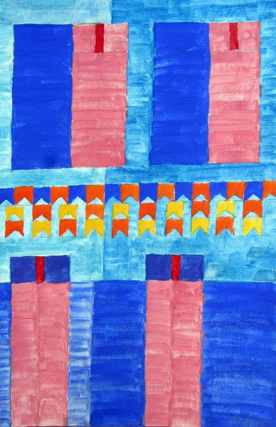 ALFREDO VOLPI - têmpera sobre cartão, raríssima obra da década de 70, ( fachada ) med: 30 x 19 cm.
