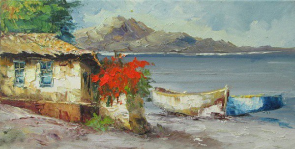 CARVALHO DE CASTRO - ost ( Barcos ) med: 20 x 40 cm. S/ moldura.