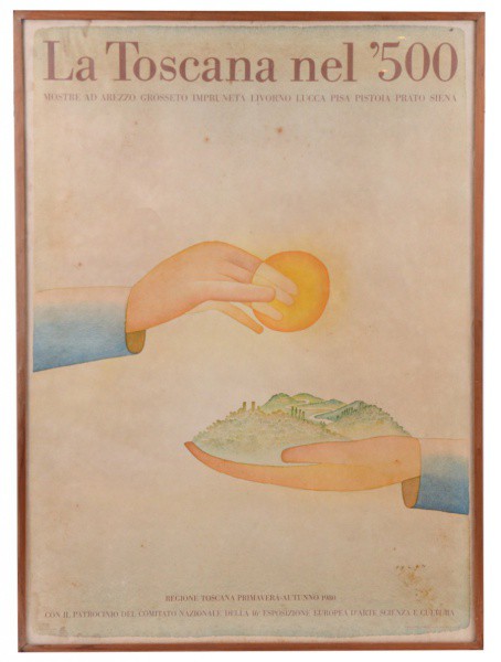 Antigo Poster La Toscana nel 500  representando região da toscana no período compreendido entra a pr