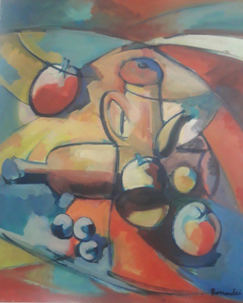 Bonadei, natureza morta, óleo sobre tela, 60 X 50 cm, assinado no canto inferior direito