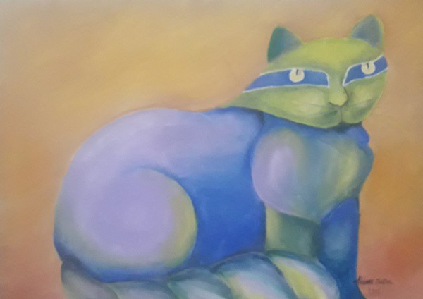 Aldemir, gato, acrílica sobre tela, 50 X 70 cm, assinado no canto inferior direito