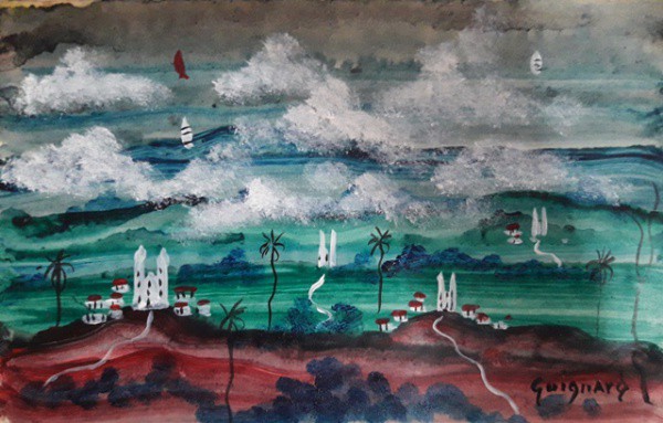 Guignard, paisagem, aquarela sobre papel, 15 X 23 cm, assinado no canto inferior direito