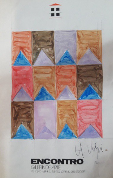 Volpe, bandeirinha, tempera sobre papel, 30 X 20 cm, assinado no canto inferior direito