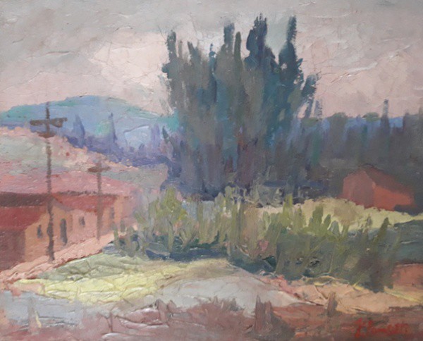 Pancetti, paisagem, óleo sobre tela, 23 X 25 cm, assinado no canto inferior direito