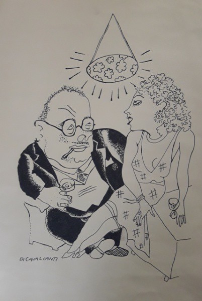 Di Cavalcanti, desenho, nanquim sobre papel,  40 X 30 cm, assinado no canto inferior direito