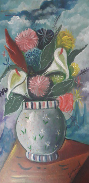 Guignard vaso de flor, óleo sobre madeira, 35 X 20 cm assinado no canto inferior direito e no verso