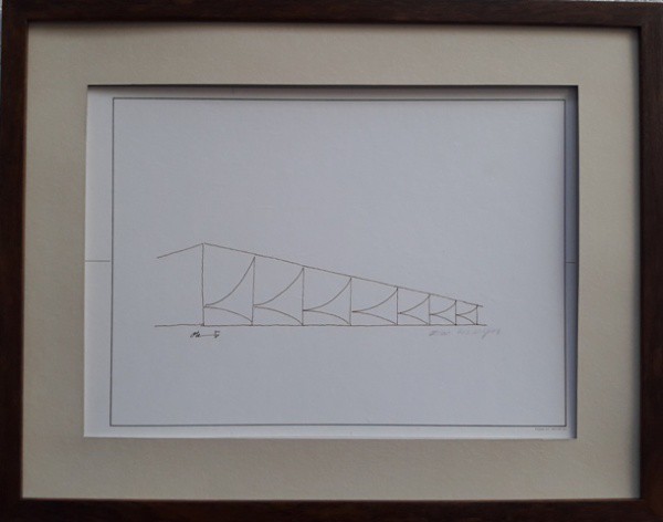 Oscar Niemeyer, Brasília, nanquim sobre papel, 32 X 43 cm, assinado no canto inferior direito