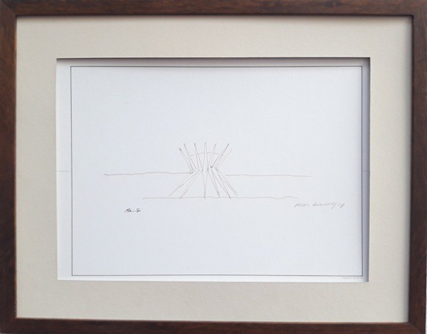 Oscar Niemeyer, Brasília, nanquim sobre papel, 32 X 43 cm, assinado no canto inferior direito
