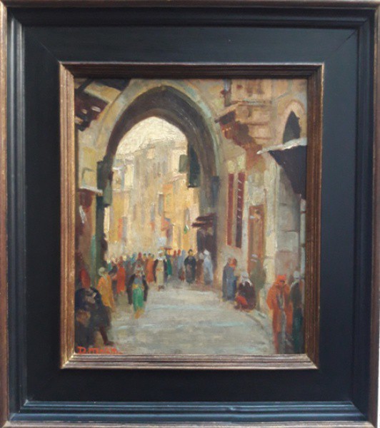 Dario Mecatti, figuras, óleo sobre madeira, 38 X 33 cm, assinado no canto inferior esquerdo