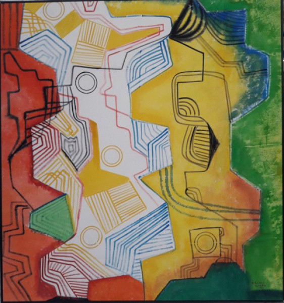 Burle Marx, abstrato, Panneaux, 150 X 140 cm, assinado no canto inferior direito