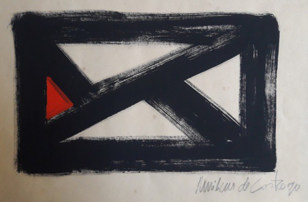Amilcar de Castro, formas, guache sobre papel, 20 X 28 cm, assinado no canto inferior direito