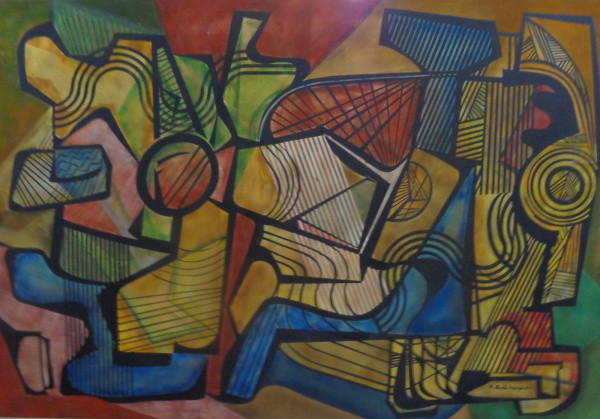 AM002, R. BURLE-MARX, panneau, abstrato, medindo 185 x 130 cm. Sem moldura.