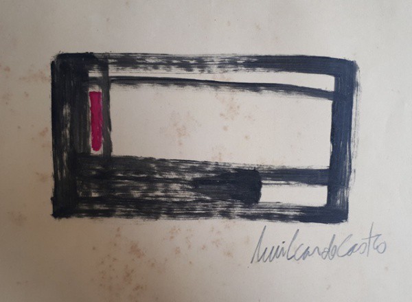 Amilcar de Castro, técnica mista sobre papel, 18 X 24 cm, assinado no canto inferior direito