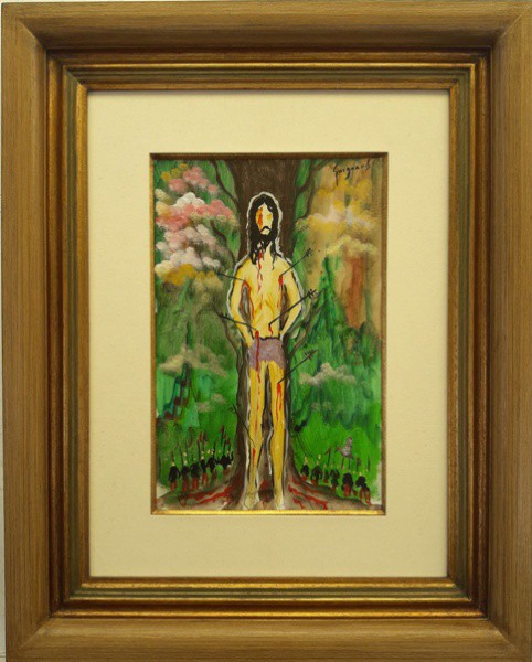 Guignard, cristo, aquarela sobre cartão, 33 X 21 cm, assinado no canto superior direito, Obra com Do