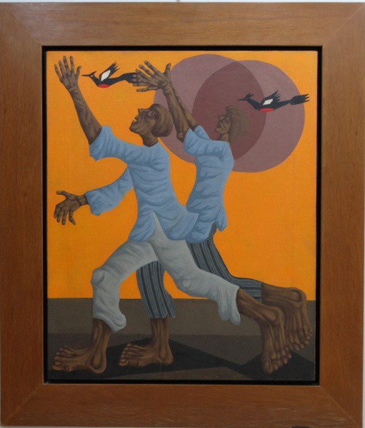 CLÓVIS GRACIANO. Figuras e pássaros - o.s.t. - 73,5 x 60 m - assinado no cie.