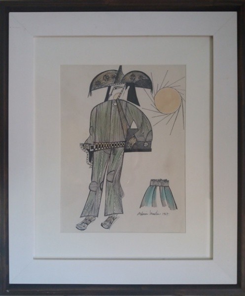 Aldemir Martins, cangaceiro, Nanquim aquarelado sobre cartão, 31 X 23 cm, assinado no canto inferior