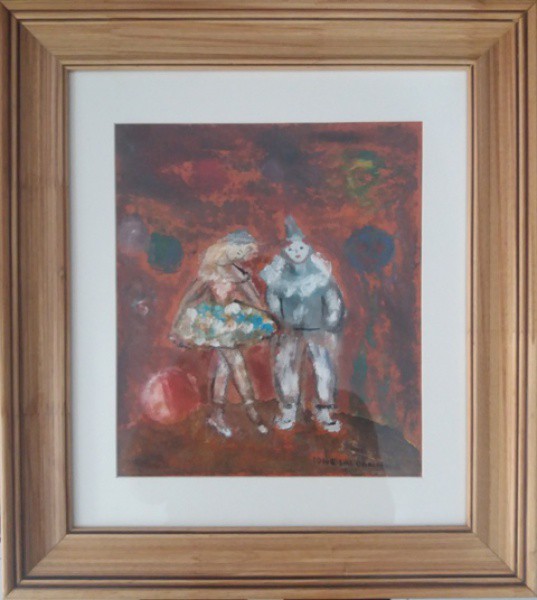 Ione Saldanha, Circo, técnica mista sobre cartão, 29 X 25 cm, assinado no canto inferior direito. Ob