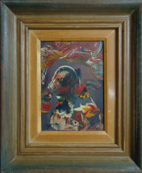 AM002, SERPA, óleo sobre tela, representando figuras, medindo 15 x 21 cm.