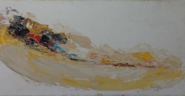AM002, INGRES SPELTRI, óleo sobre madeira, abstrato, medindo 89 x 44 cm. Sem moldura.