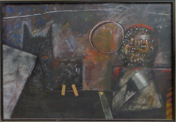 AM067, A. A. BARRIO, óleo sobre tela, abstrato, medindo 129 x 88 cm.