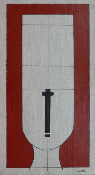 AM052, MILTON DACOSTA, óleo sobre tela, representando figura, medindo 19 x 35 cm. Sem moldura.