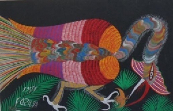 CHICO DA SILVA - Ave do Paraíso - o.s.t. - 45 x 69 cm - assinado  e datado 71 no cid.