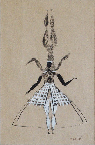 CARYBÉ. Baiana - téc. mista - 23,5 x 15,5 cm - assinado no cid.