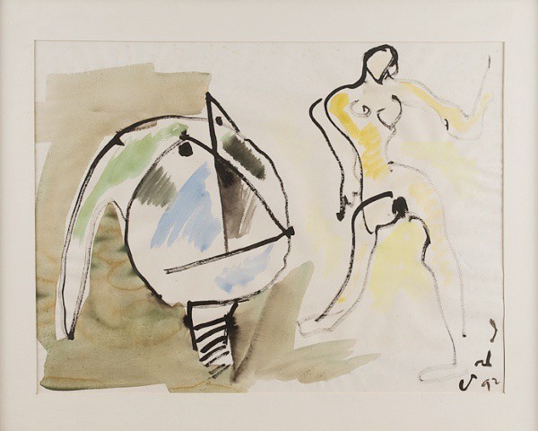 ANTONIO CABRAL - Figuras - guache - 48 x 64 cm - assinado e datado. 92 no cid.