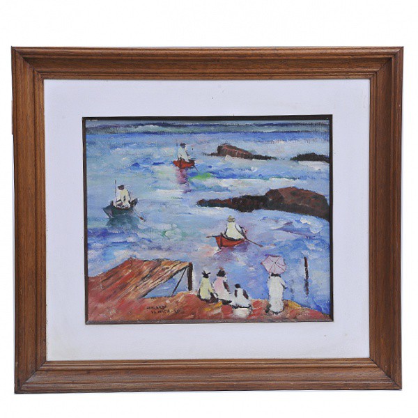 HUMBERTO DA COSTA - "Mar de Guaratiba" Óleo Sobre Tela Medindo 27 x 45cm Assinado no CIE