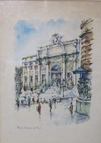 A.S.C. - 37 x 27 cm Roma, Fontana di Irevi ass. F. BOTTELLI - com moldura