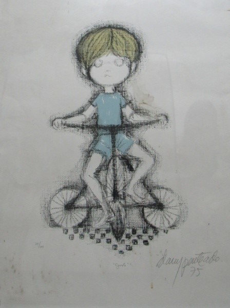 Gravura 34/100, 70 x 50 cm `Garoto` ass. Darcy Penteado - no estado