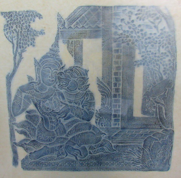 Impressão s/ papel artesanal representando Deusa Indiana, 54 x 54 cm