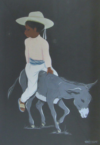 T.M. 32 x 23 cm Menino e Burro ass. Betanzos déc. 60 - México