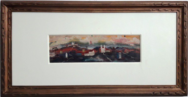 GUIGNARD, PAISAGEM DE OURO PRETO, ÓLEO SOBRE PLACA.  10 X 29 cm.